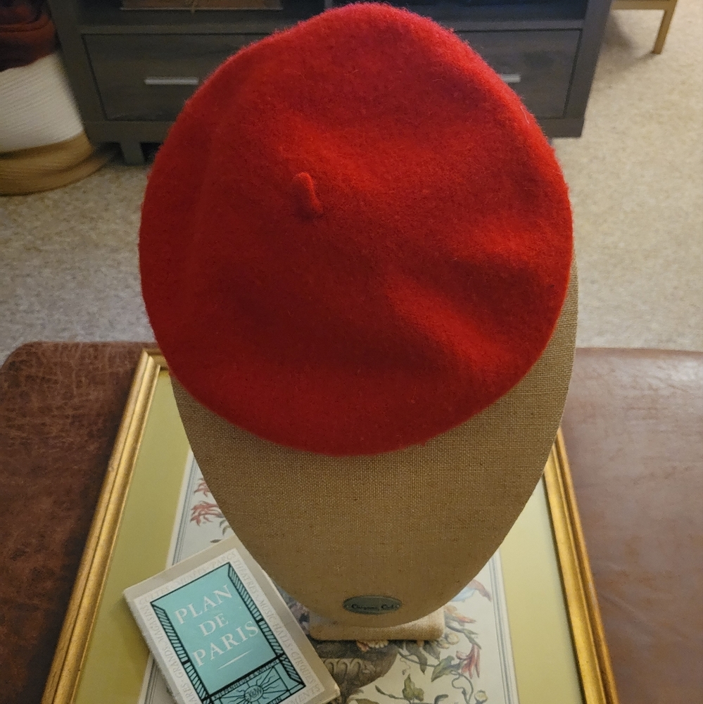 Vintage Red Wool Beret